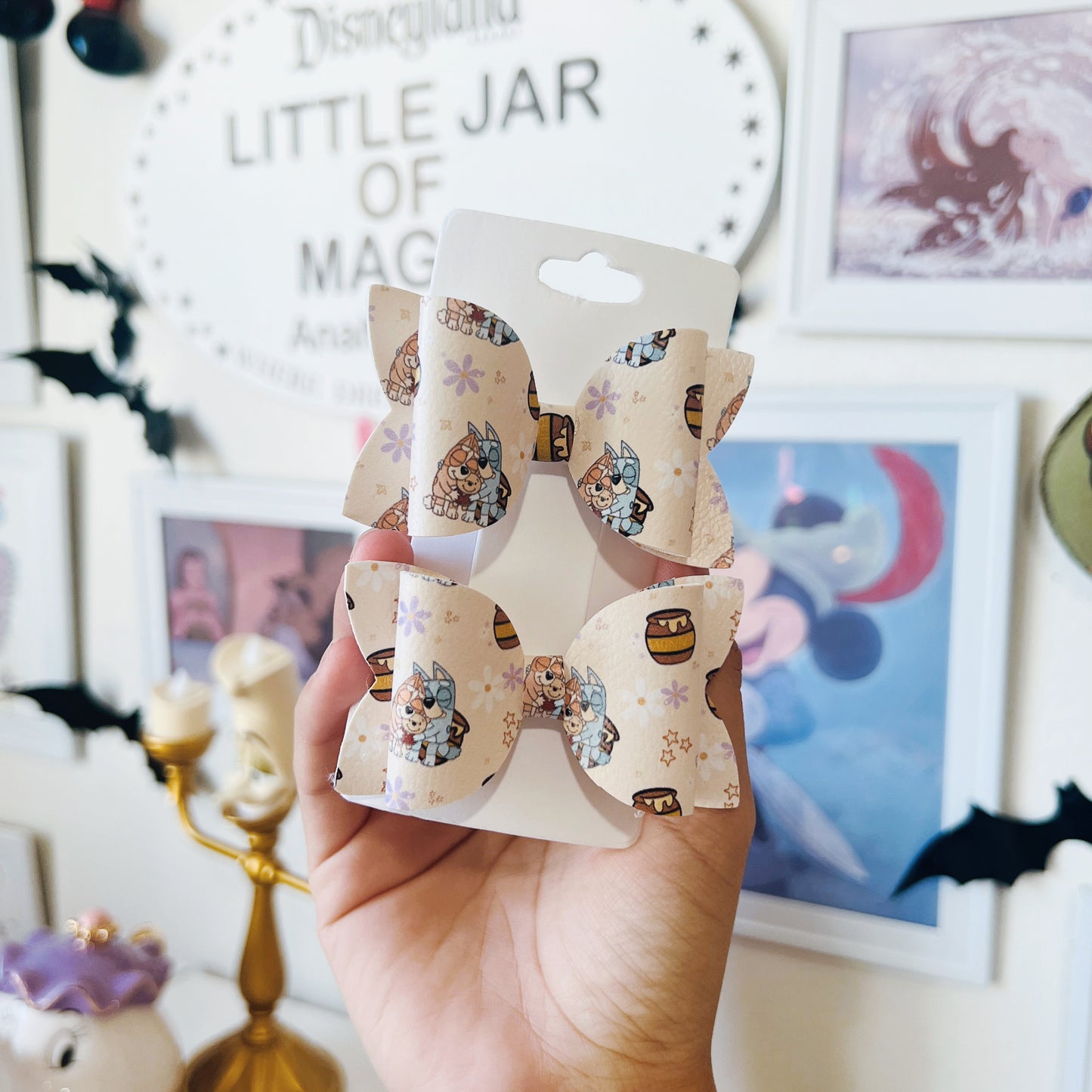 Honey bear SMALL DOUBLE hair bows