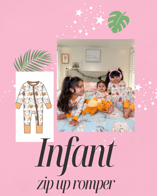 Infant Jungle Lion zip up romper bamboo pjs. Ready to ship. Allow 1-3 business days to ship please.